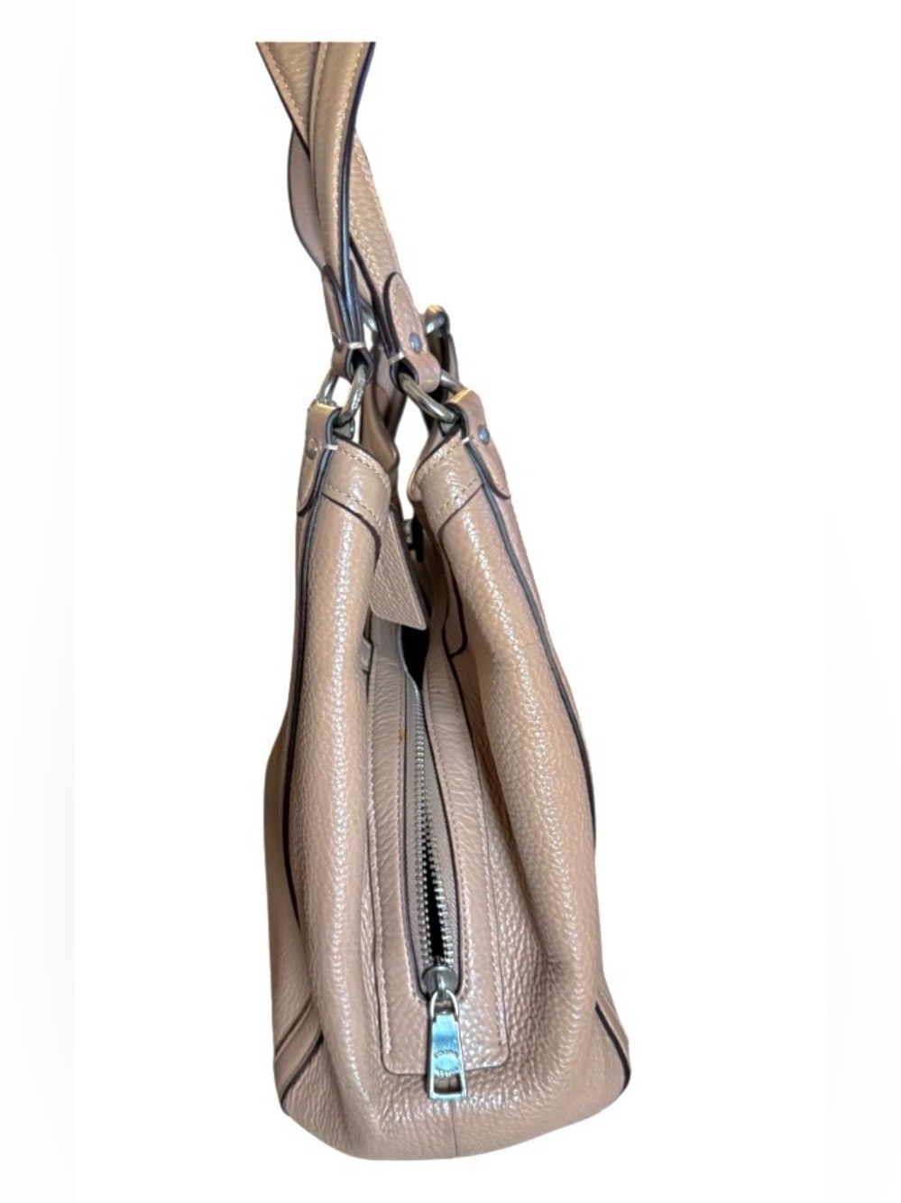 Coach Kristy pebble leather beige shoulder purse with a front zipper pocket - Picture 4 of 16